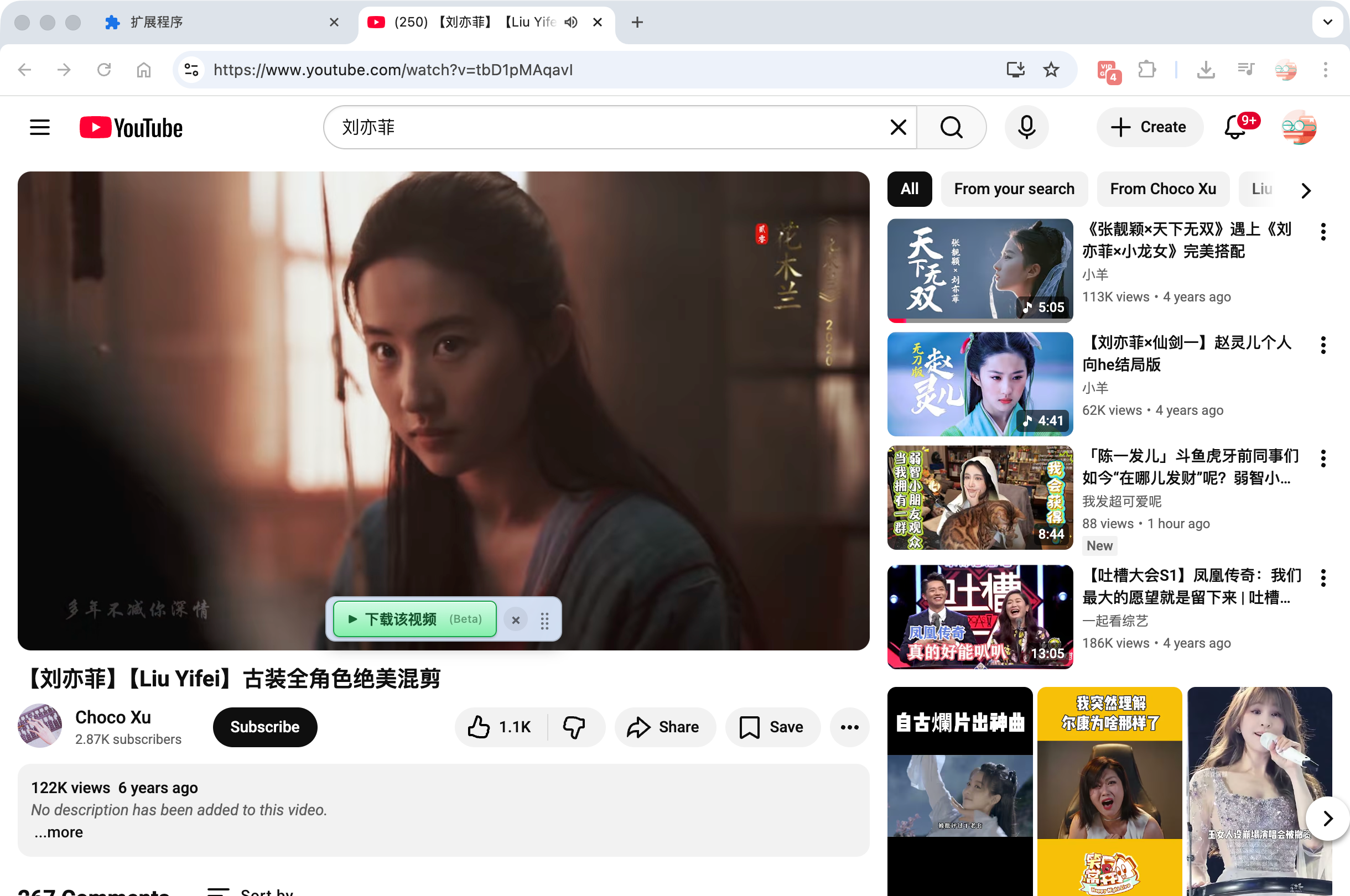 YouTube 下载按钮